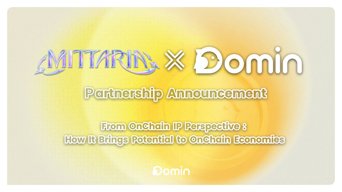 Domin Network and Mittaria are teaming up to elevate onchain commerce. 

We're blending advanced data insights with Mittaria’s vibrant virtual world to create a seamless digital-to-physical economy. 

Explore the future of Web3 innovation! 🌟

To celebrate, we are giving away: