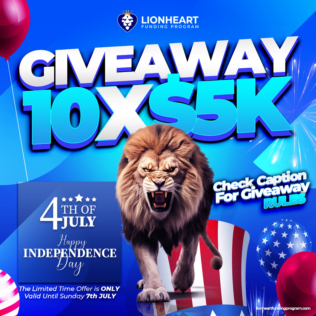 lionheartLFP's tweet photo. 🎉 4th of July Giveaway Alert! 🇺🇸. To celebrate Independence Day, we're giving away 10 x $5K accounts! 🦁💰

🚨 How to enter:
1. Follow @lionheartLFP and @NdemazeahG 
2. Like & retweet post.
3. Comment "Independence Day" and tag 3 friends
4. Join our mailing list: https://t.co/ejRytmNURc
5. Join our discord: https://t.co/dVdgZ9HAZH

The Limited Time Offer is ONLY Valid Until Monday, 8th July. Winners will be announced on 9th July. Don't miss your chance to win big!

#4thOfJuly #Giveaway #ForexTrading #LionHeartFundingProgram #IndependenceDay #WinBig #ForexTrader #TradingGiveaway