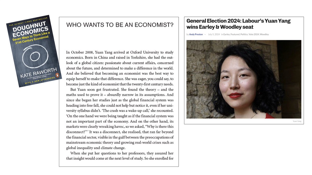 The book 'Doughnut Economics' opens with the story of Yuan Yang who, as a young economics student back in 2008, was challenging the outdated theory she was being taught. Last night she was elected as the first-ever MP for Earley &amp; Woodley. Huge congratulations <a href="/YuanfenYang/">Yuan Yang</a> !