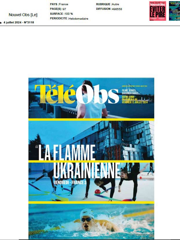 France TV Pro (@francetvpro) on Twitter photo #LesMediasEnParlent <a href="/Telerama/">Télérama</a> <a href="/teleobs/">TéléObs.com</a>
« La flamme ukrainienne » : Que reste-t-il du rêve olympique quand la nation entière est en guerre ? de <a href="/BenjaminMontel/">Benjamin Montel</a>
▶️ Vend 12 juillet à 23.10 sur #France3 et francetv.fr #LesMediasEnParlent <a href="/Telerama/">Télérama</a> <a href="/teleobs/">TéléObs.com</a>
« La flamme ukrainienne » : Que reste-t-il du rêve olympique quand la nation entière est en guerre ? de <a href="/BenjaminMontel/">Benjamin Montel</a>
▶️ Vend 12 juillet à 23.10 sur #France3 et francetv.fr