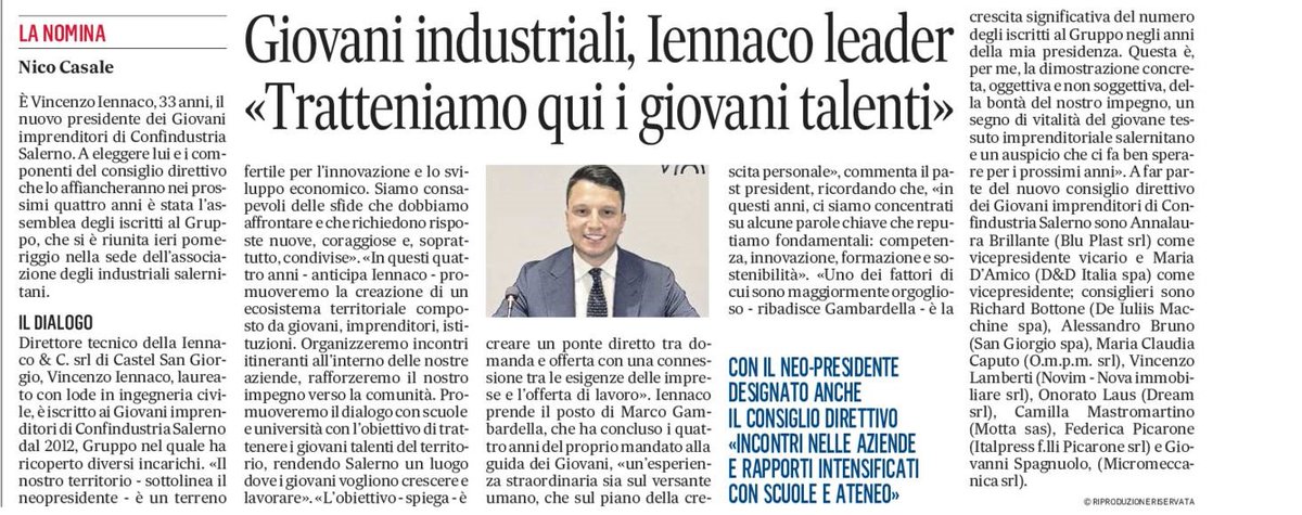 #media 📷📷📷
Grazie a Il Mattino di #Salerno e La Città di Salerno per lo spazio dedicato al nostro neo presidente Vincenzo Iennaco