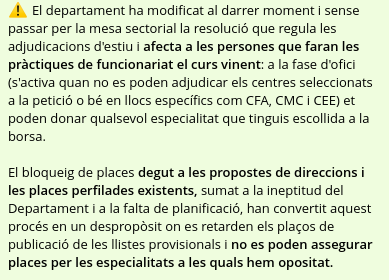 CGTEnsenyament's tweet image. 📣AJORNAMENT DE LA DATA PER LES ADJUDICACIONS PROVISIONALS I CANVIS EN LA RESOLUCIÓ QUE REGULA LES ADJUDICACIONS D'ESTIU
📆 Les adjudicacions provisionals es publicaran finalment del 22 al 26 de juliol.

Més informació: educacio.gencat.cat/ca/actualitat/…