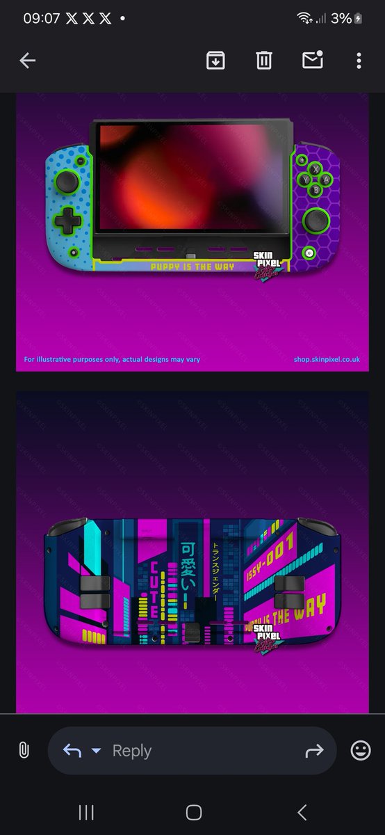 vt_issy's tweet photo. @skin_pixel 

Just got design previews for my custom nitrodeck from skinpixel. 
They do custom skins for controllers, consoles etc. They also take comissions. 
you can use the following link https://t.co/73Gm3VTRdL or Code: ISSY10 for 10% discount. https://t.co/9BshC4H1SF