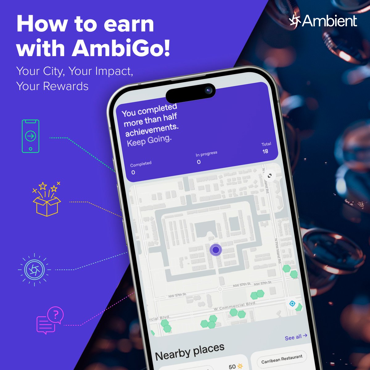 AmbiosNetwork's tweet image. Discover AmbiGo! 📲🌍🛜 Earn daily rewards and crypto by helping monitor the environment.   

Collect air quality data and rate noise levels while exploring your city.   

Learn more and sign up for early access! 👇 medium.com/ambientnetwork…