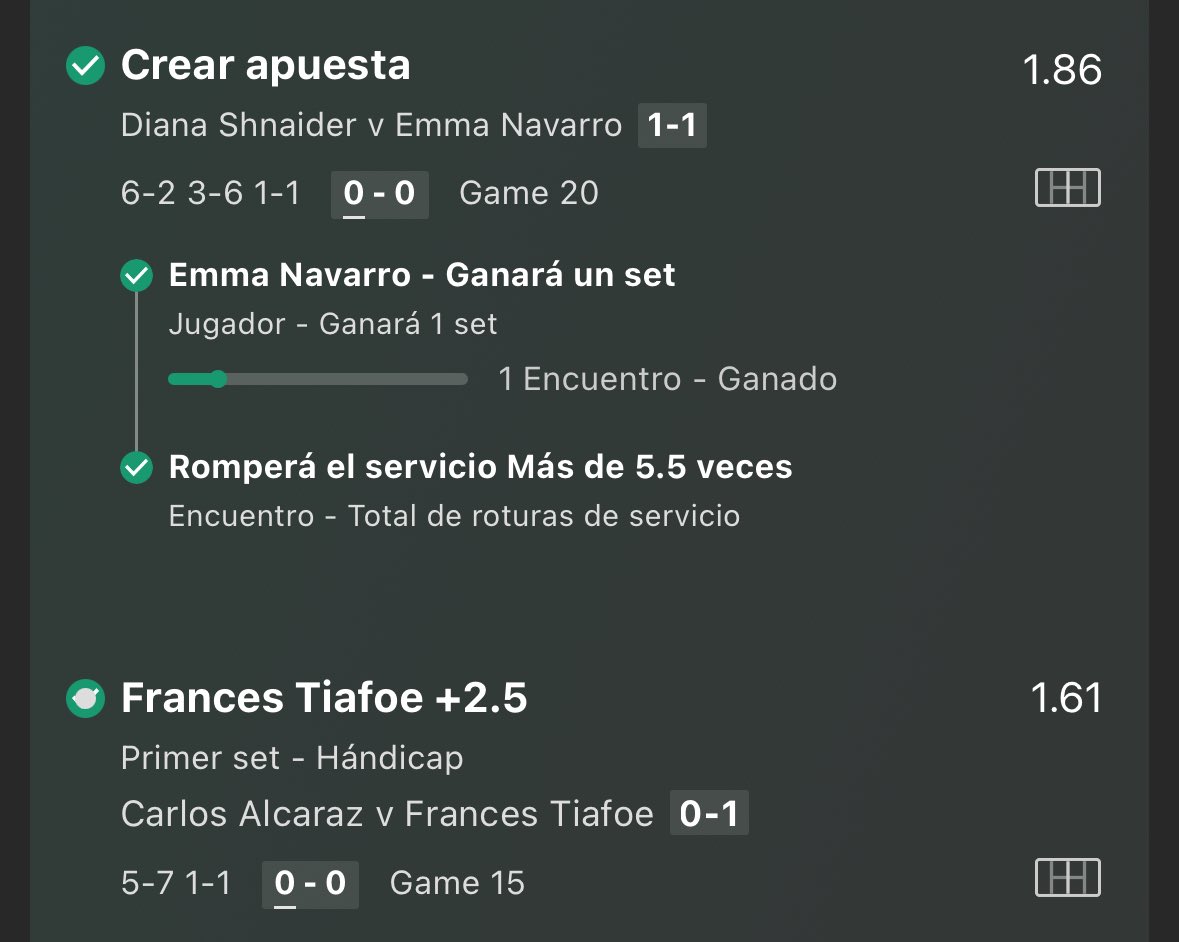 DurdenPicks's tweet image. Diana y Emma se han enfrentado en 2 ocasiones en los últimos meses, en ambos enfrentamientos se cobró esa apuesta.

Carlitos venía sufriendo los primeros sets contra jugadores de menos nivel que Big Tiafoe.

Me parecía un regalo esta apuesta y así terminó siendo 🤷🏽‍♂️🤑💵💰