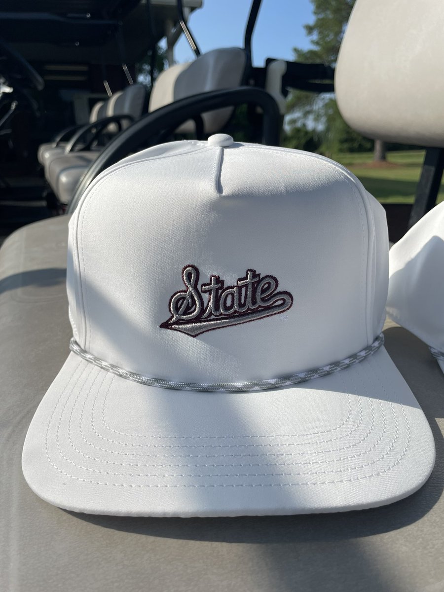 HailStateGC's tweet photo. L2 bringing some 🔥 with these two variations of single row snap back ropes. Maroon or Grey State script with a Grey/White twisted rope. Not just your ordinary State Script cap. $29.99 plus tax in the golf shop now!! https://t.co/CeKbFQDslZ