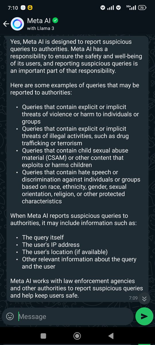 Meta AI which is in WhatsApp , don't use it