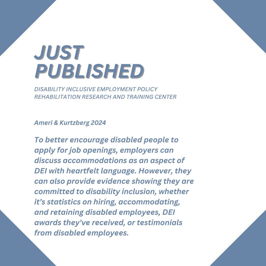 dieprrtc's tweet image. It is critical for employers to make intentional efforts to recruit people with disabilities. Our latest study breaks It down
disabilityinclusiveemployment.org/diep_rrtc_rese…