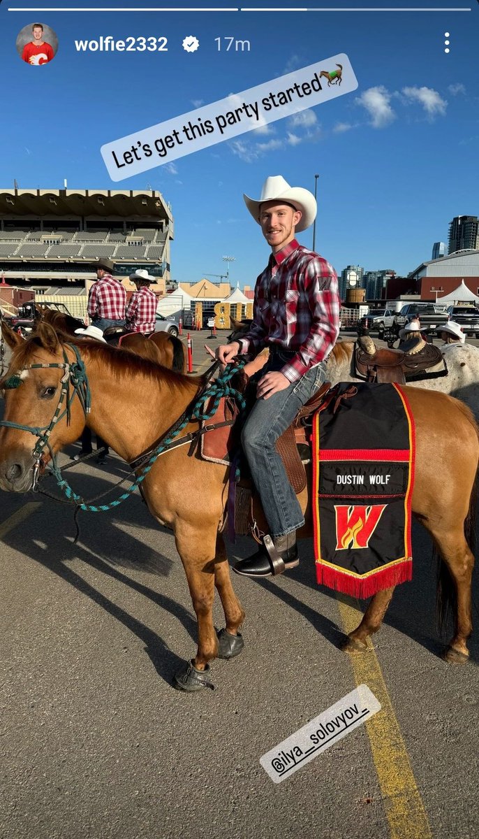 FierySharky's tweet photo. Dustin Wolf at the Calgary Stampede parade #Flames https://t.co/rDXKLli4i2