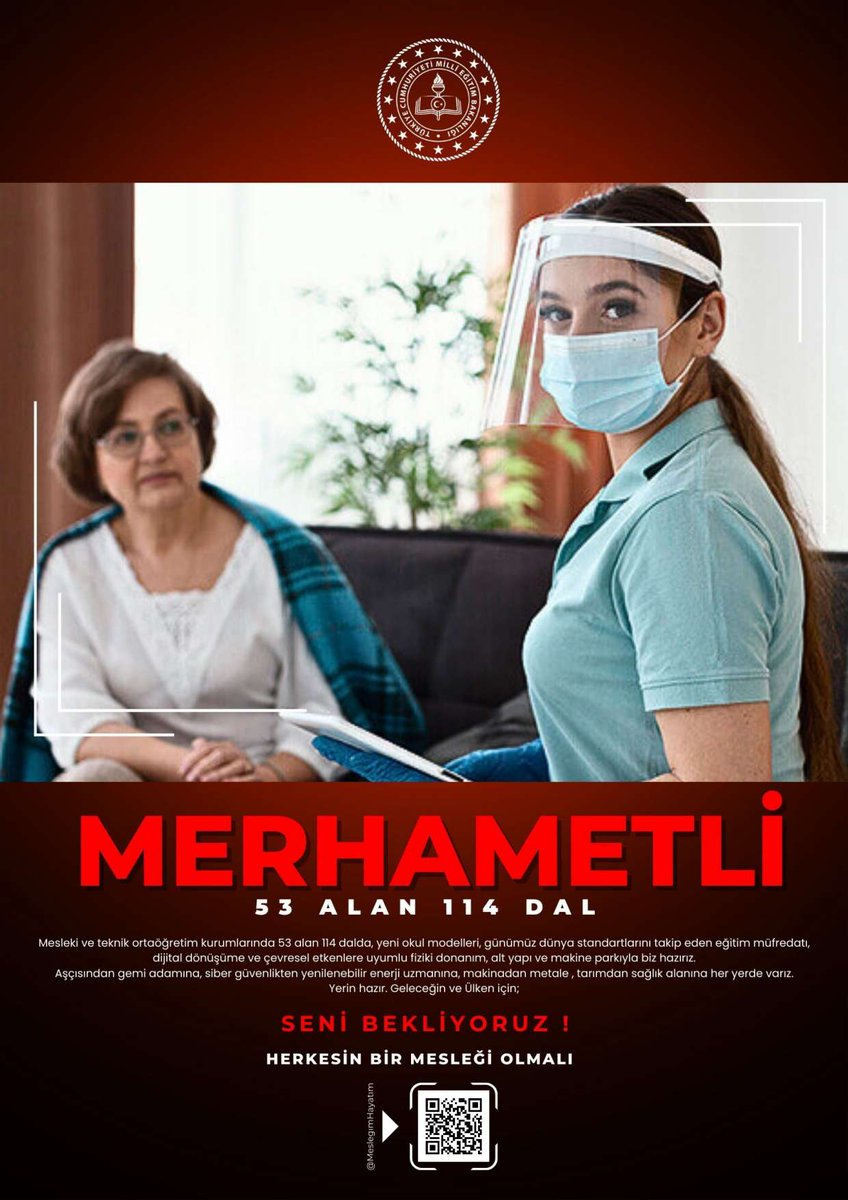 Mesleki ve teknik ortaöğretim kurumlarında 53 alan 114 dalda, günümüz dünya standartlarını takip eden eğitim müfredatı, dijital dönüşüme ve çevresel etkenlere uyumlu fiziki donanım, alt yapı ve makine parkıyla biz hazırız.  Yerin hazır. Geleceğin ve Ülken için; SENİ BEKLİYORUZ!