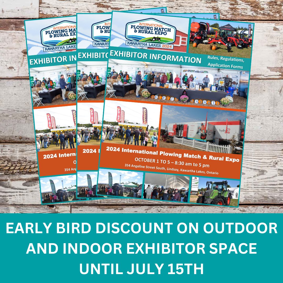ATTENTION INDOOR &amp; OUTDOOR EXHIBITORS: Be sure to take advantage of the Early Bird Discount on Exhibitor Space, discount ends July 15th!
Head over to our website to get more details...
plowingmatch.org/.../get.../bec…