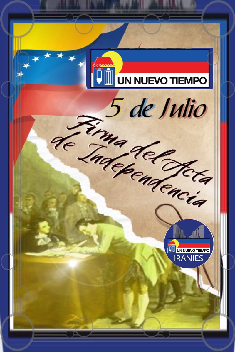 El Acta de la Independencia de Vzla es un doc redactado y firmado el 5 de julio de 1811, en el que representantes de siete de las diez provincias pertenecientes a la Capitanía General de Venezuela en Sudamérica, reunidas en la capilla Santa Rosa de Lima de la ciudad de Caracas.
