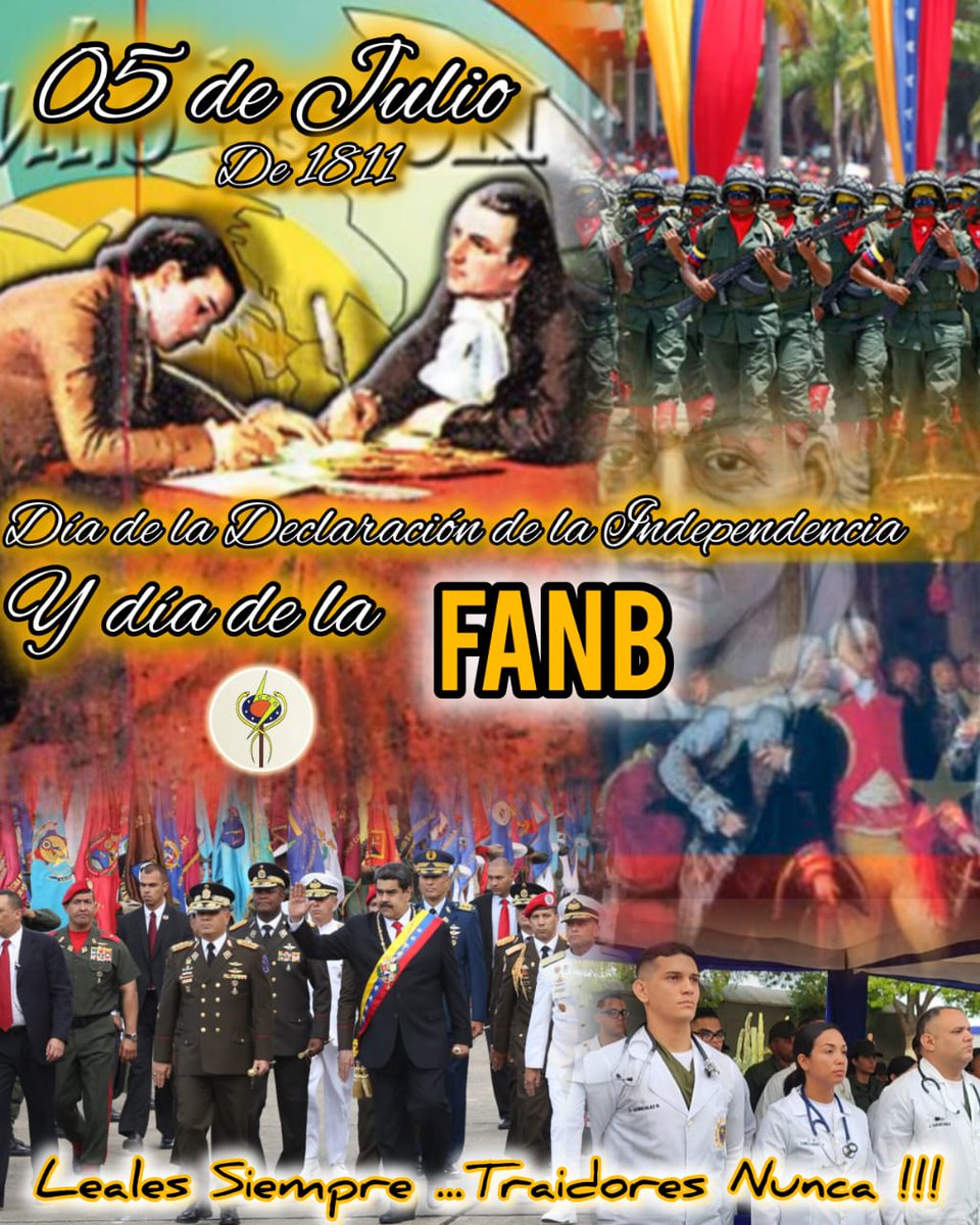 hosmilmarfv's tweet photo. 213° Aniversario de la Declaración Solemne de la Independencia de Venezuela y Día de la #FANB https://t.co/b6gAys4l6o
