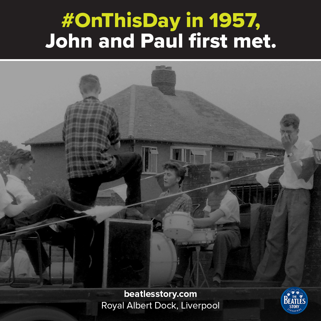 beatlesstory's tweet image. Happy #McLennonDay!

6th July 1957 was the day that @johnlennon and @PaulMcCartney met for the first time! 🤩

It was a Saturday afternoon and Paul visited the Woolton Village Fete with his friend Ivan Vaughan, to watch John’s skiffle group, The Quarrymen🎶
