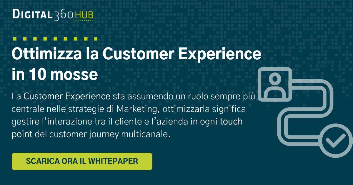 La Customer Experience è diventata un elemento cruciale nelle strategie di Marketing e rappresenta una fonte di differenziazione vincente sia nel B2B che nel B2C🚀
Scarica il nostro white paper e scopri tutto ciò che devi sapere sulla Customer Experience: bit.ly/3VKrRpG