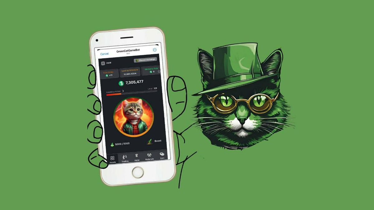 <a href="/blumcrypto/">Blum</a> New Telegram #taptap game ? New airdrop ? Launched 1 week ago ? Sill in beta ? 1000 players only ? 👀
Welcome @GreenCatLabs ! Meow ! 🐱

Discover here : t.me/GreenCatGamebo…

#crypto #cryptocurrency #Hamster #HamsterCEO #hamsterkombat #Blum #blumpoints #tapswap #pixeltap #game