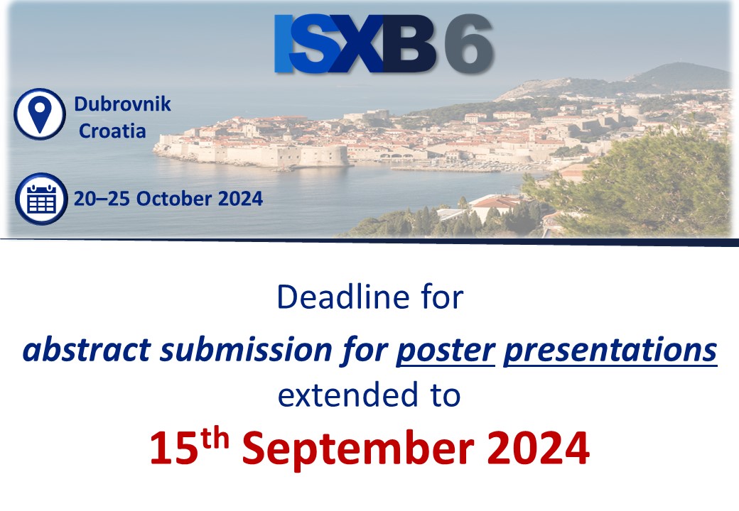 📢 Join us in Dubrovnik📷🇭🇷

Abstract submission for poster presentation is extended to 🗓️ 15 September‼️‼️‼️

Submit your abstract now! 
👇👇👇
isxb6.hkd.hr/abstracts/