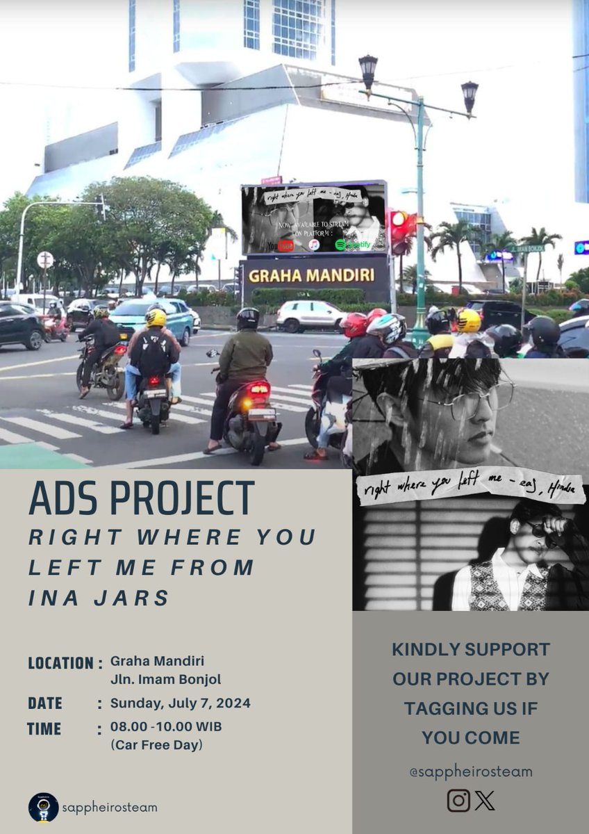 sappheirosteam's tweet photo. 📢 Ads Support form INA Jars

We're celebrate for @eajpark and @wordfangs collab, Right Where You Left Me🔥
Come &amp; capture this moment:
📆Sunday, July 7, 2024
📍Billboard Graha Mandiri, Menteng, Central Jakarta.
⏰8am-10am JKT Time (car free day)
#eaJRWYLM 
#eaJxHindia 
#eaJPark https://t.co/62UOeK8APc