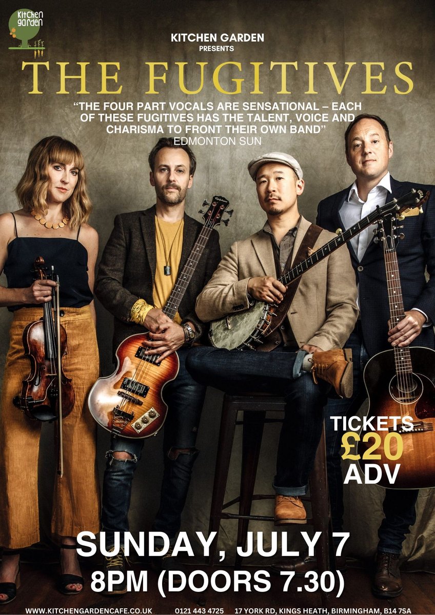 Kitchen Garden Cafe (@kitchengarden3) on Twitter photo Juno nominated, Vancouver-based folk-roots band <a href="/fugitivesmusic/">The Fugitives</a> play <a href="/KitchenGarden3/">Kitchen Garden Cafe</a> on Sunday (7th). Their unforgettable live show, brimming with complex harmonies, infectious storytelling and top-notch musicianship is "simply brilliant" (CBC). Tickets: wegottickets.com/event/609825/ Juno nominated, Vancouver-based folk-roots band <a href="/fugitivesmusic/">The Fugitives</a> play <a href="/KitchenGarden3/">Kitchen Garden Cafe</a> on Sunday (7th). Their unforgettable live show, brimming with complex harmonies, infectious storytelling and top-notch musicianship is "simply brilliant" (CBC). Tickets: wegottickets.com/event/609825/