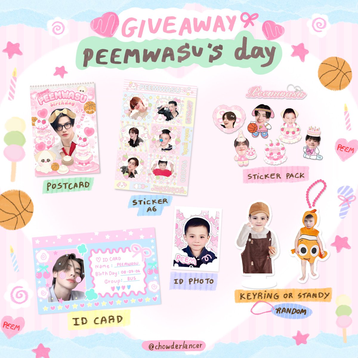 chowderlancer's tweet photo. 𐙚 𝙋𝙡𝙨 𝙠𝙞𝙣𝙙𝙡𝙮 𝙧𝙩 🐶🎀

 𖦹 giveaway peemwasu ’s day ♡

       🏀 only 30 sets❕

🪄 gg form : 8 July 
time : 20.00 
📦 shipping fee : 55 baht 

 ˚ ༘ 👀 มารับน้องภีมกันเย้อๆน้าคั้บบ 🍡🖐🏻 

#18thALLABOUTPEEMWASU
#PEEMWASU https://t.co/kdpjQx7yPy