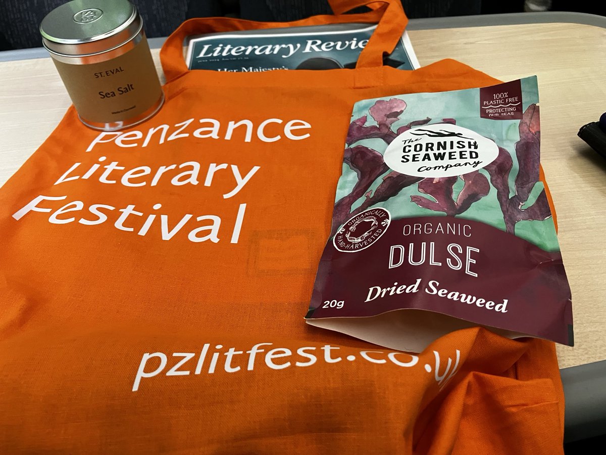 Amanda Craig (@amandapcraig) on Twitter photo The perfect goody bag <a href="/PenzanceLitfest/">Penzance Litfest</a> - a copy of the LiteraryReview, a St Eval candle and Cornish Seaweed co dulse to snack on for my journey back.Also a fab orange bag… The perfect goody bag <a href="/PenzanceLitfest/">Penzance Litfest</a> - a copy of the LiteraryReview, a St Eval candle and Cornish Seaweed co dulse to snack on for my journey back.Also a fab orange bag…