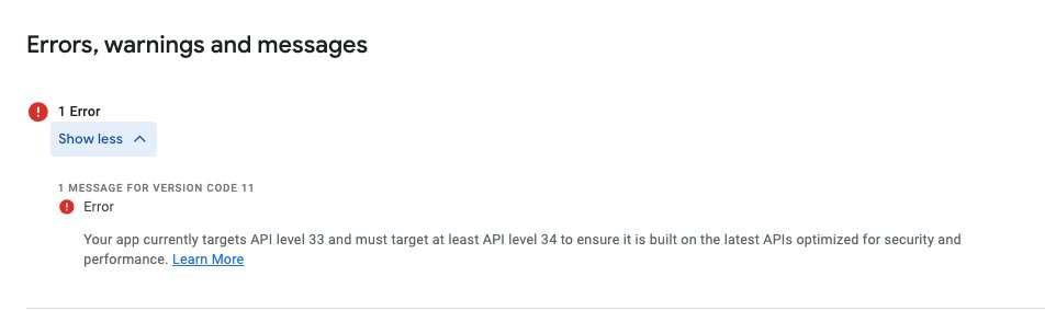 chrisvire's tweet photo. @GooglePlay is requiring Android 34 on new apps even though it is not required until after Aug 31, 2024.  What's up? https://t.co/4INP6K0GXS