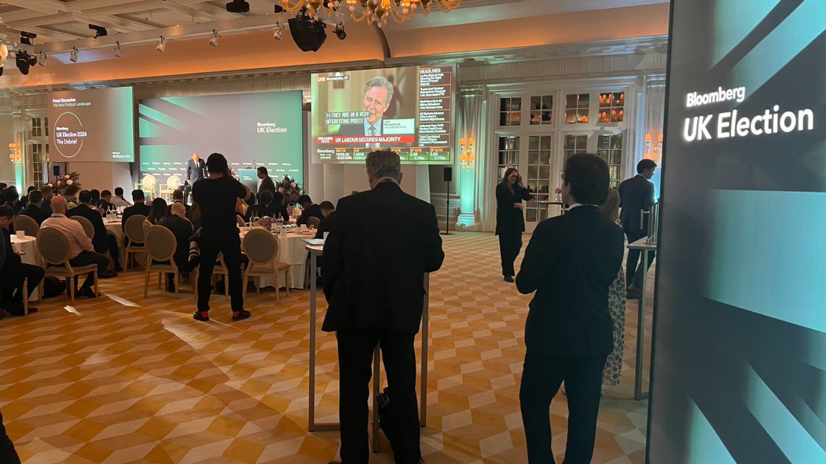 ASASLTD1's tweet photo. Following on from the #Labour party’s breakthrough victory, #SadiqKhan and guests spoke at the Bloomberg Live Election broadcast held in @RafflesLondon.

We created the set and managed the #AV to ensure a disturbance-free discussion 🎤 

#GeneralElection2024 https://t.co/NRaBYmQjt7