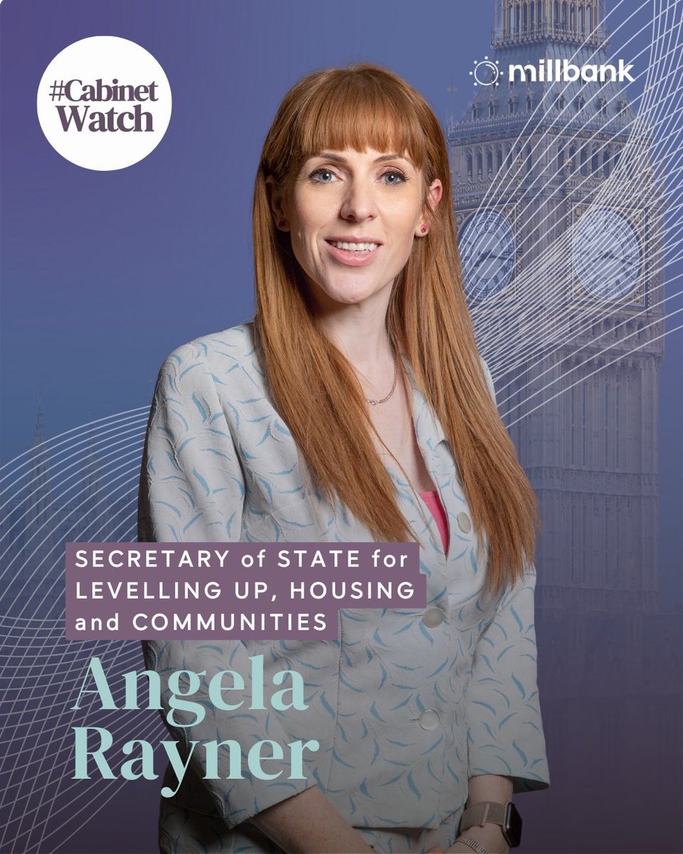 millbankglobal's tweet photo. Just announced: more appointments to Keir Starmer's new Cabinet 👇

Rachel Reeves as Chancellor of the Exchequer

Angela Rayner as Secretary of State for Levelling Up, Housing and Communities

#CabinetWatch https://t.co/OxPFrt2eYG
