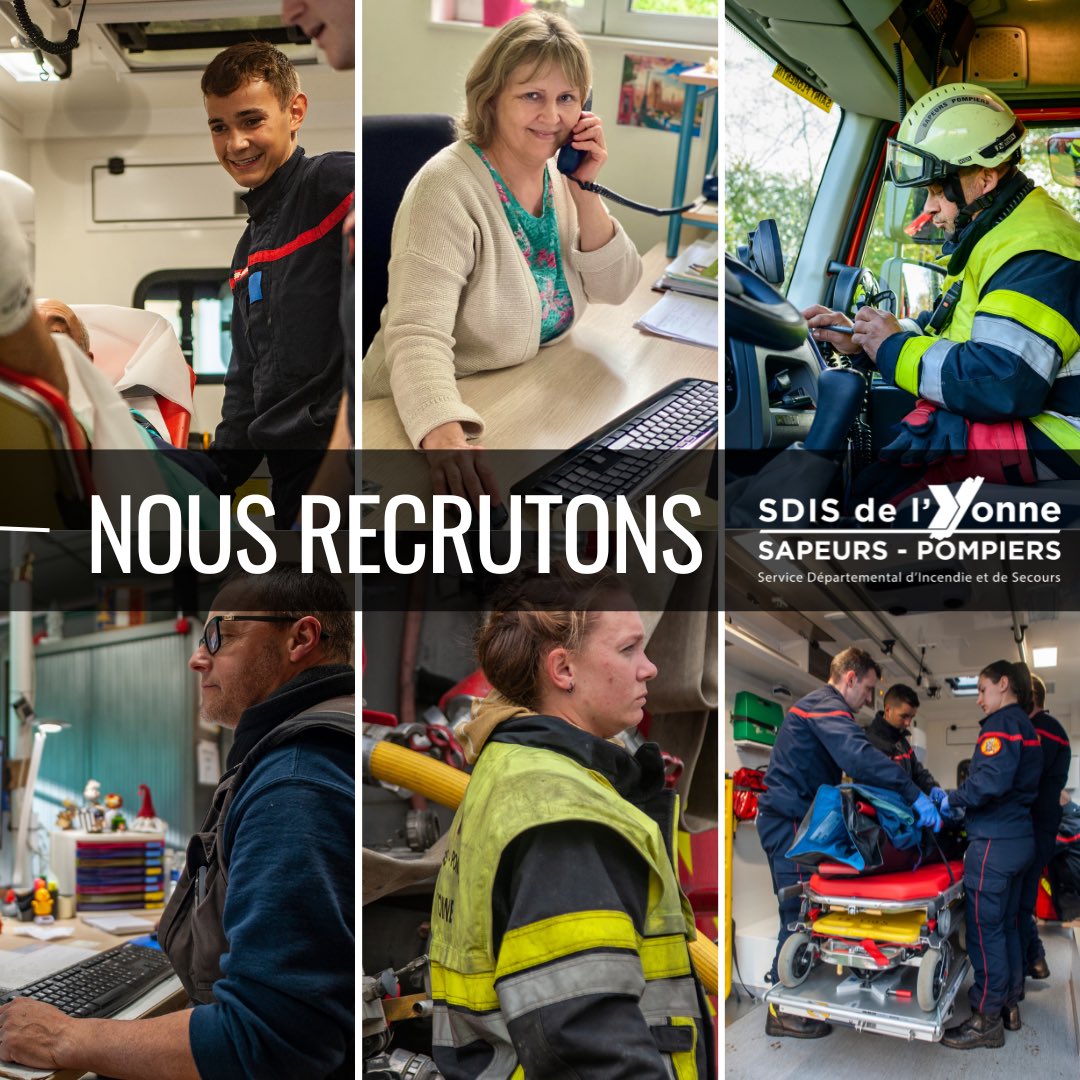 SDIS_89's tweet photo. 👩🏻‍🚒🚒 Nous recrutons ! Le #SDIS89, fort de ses 2000 agents et d’un #Territoire attractif &amp; dynamique recrute au sein de sa structure.

🔹Postes à pourvoir 👉🏻 https://t.co/DnUAcRNiyC https://t.co/oXbzxNjqXf