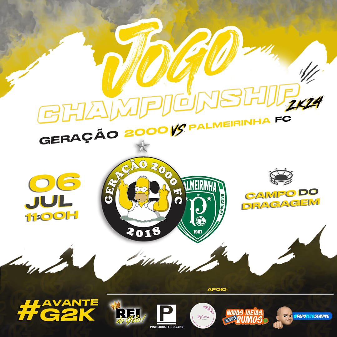 DIA DE GERAÇÃO! Nesse sábado temos uma grande batalha onde enfrentaremos a forte equipe do palmeirinha no dragagem, às 11 horas. Partida na qual precisamos da vitória pra assumir a liderança do campeonato. #AvanteG2K🐝🐝