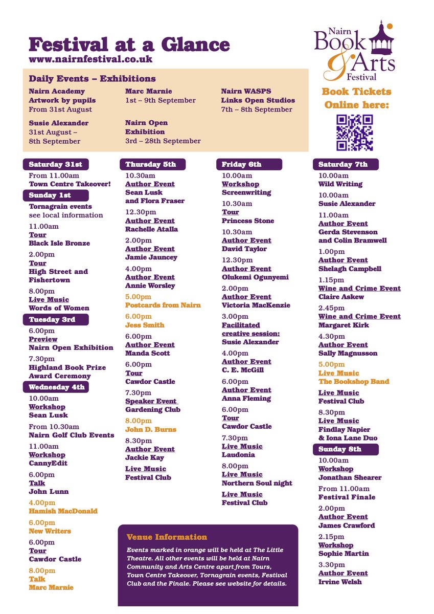 🎉 Happy Friday! While you're out &amp; about this weekend pick up a Festival programme in <a href="/nairnbookshop/">Nairn Bookshop</a> <a href="/NairnCC/">NairnCommArtsCentre</a> <a href="/NairnMuseum/">Nairn Museum</a> &amp; #VitaminSeaNairn (where you can also buy your tickets) &amp; check out the 'Festival at a Glance' page! 

Book your tickets here: ticketsource.co.uk/nairn-book-and…
