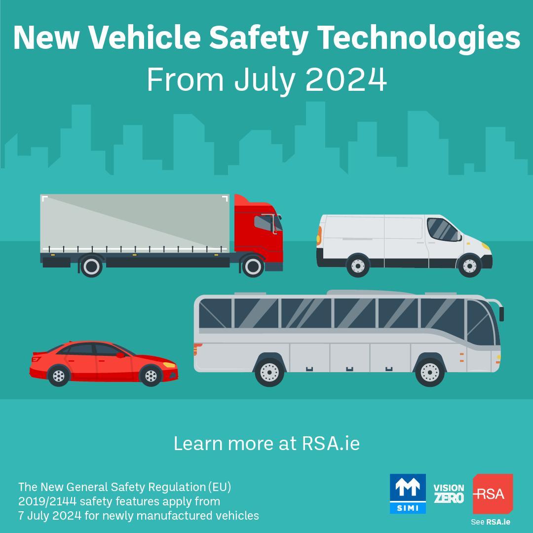 All New Vehicles to be Equipped with Advanced Safety Systems.
🔗 bit.ly/4bzh2gj
From Sunday 7 July, newly manufactured vehicles sold in Ireland must come equipped with a range of advanced safety systems.