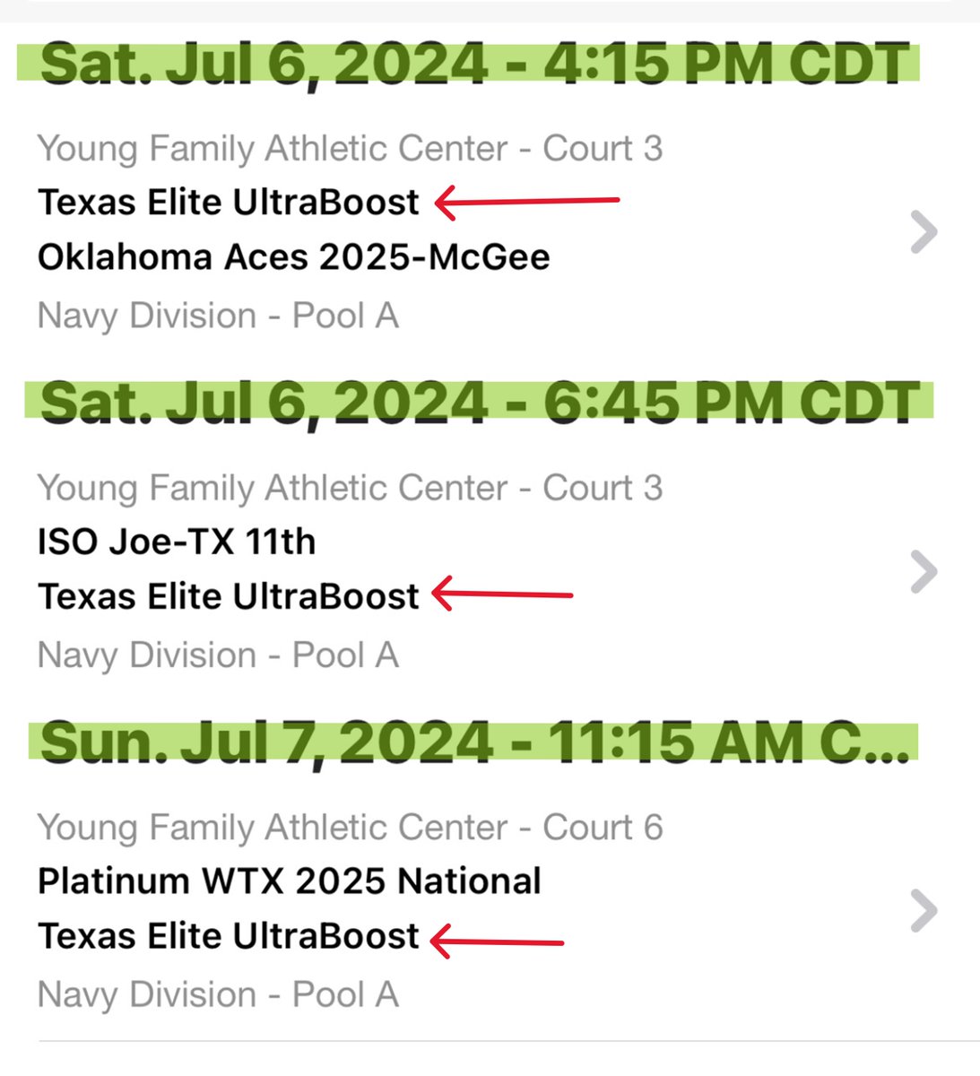 Annabelle Tobin (@abelletobin) on Twitter photo #EndGame📍Norman, Oklahoma ⬇️⬇️⬇️⬇️⬇️
7-1 over our last 2 tournaments-let's get to 10-1 <a href="/TXEUltraBoost/">Texas Elite 17U UltraBoost</a> #EndGame📍Norman, Oklahoma ⬇️⬇️⬇️⬇️⬇️
7-1 over our last 2 tournaments-let's get to 10-1 <a href="/TXEUltraBoost/">Texas Elite 17U UltraBoost</a>