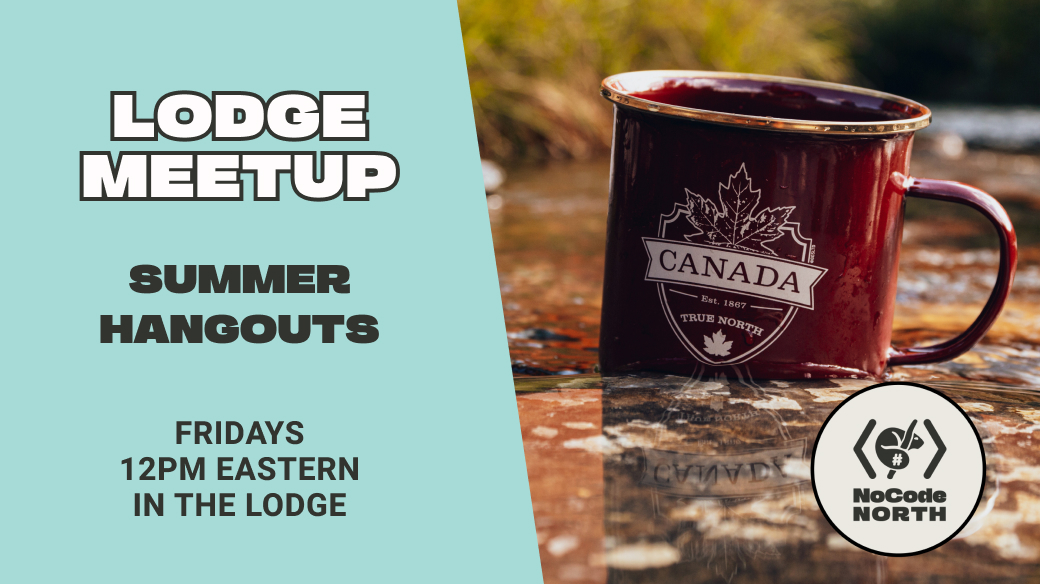 NoCodeNorth's tweet image. The best part about Fridays is getting to hang out with our Northern friends. 

Come join us in The Lodge at 12 Eastern today.

bit.ly/ncn-newlodge