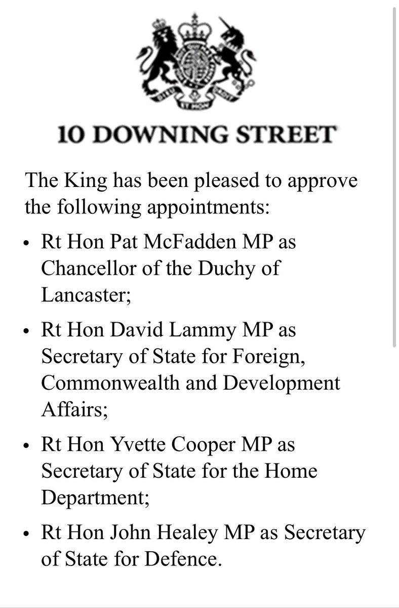 Cabinet announcements now coming in thick and fast…