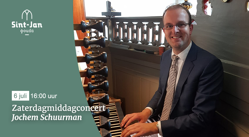Op zaterdag 6 juli geeft Jochem Schuurman een concert in de Goudse Sint-Jan. Hij is organist van de Martinikerk te Franeker. Zaterdag speelt hij werken van Gustav Adolf Merkel, Johann Sebastian Bach, Johan G. Koers en Max Reger. 
sintjan.com/concerten_even…