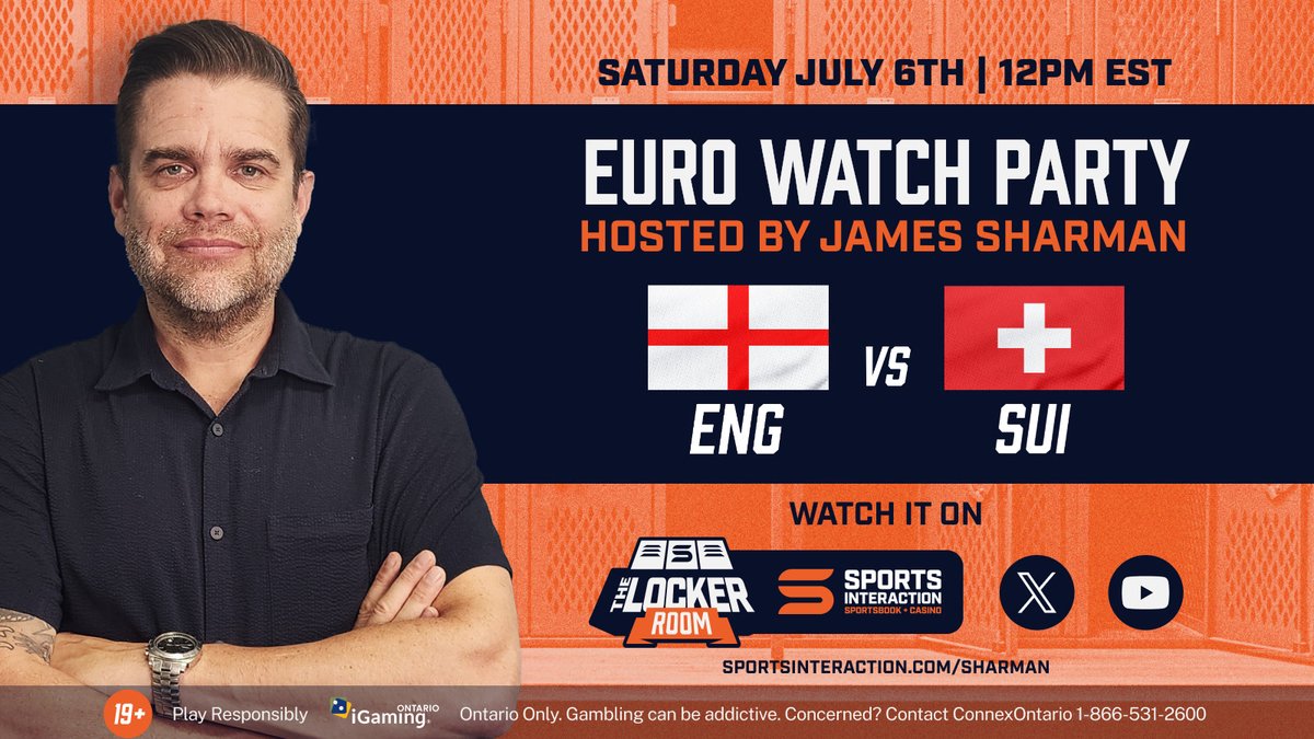 SIASport's tweet image. Tune into our LIVE watch party for England vs Switzerland tomorrow at 12 PM EST 🏴󠁧󠁢󠁥󠁮󠁧󠁿🇨🇭

Join @jamessharman, @DanWongsez &amp;amp; @McCormick_13 as they share their best bets &amp;amp; watch the match in our studio! Available on X, YouTube, or inside our sportsbook ⚽️
 #EURO2024  #England #SUIITA