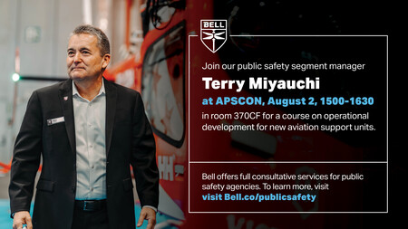 BellFlight's tweet photo. 📆 Join our public safety segment manager, Terry Miyauchi, at @PublicSafetyAv8 #APSCON, August 2, 1500-1630 in room 370CF for a course on operational development for new aviation support units.
Request a meeting: https://t.co/YAOyqub8OK
#PublicSafety #Aviation #LawEnforcement https://t.co/zODn8YizcX