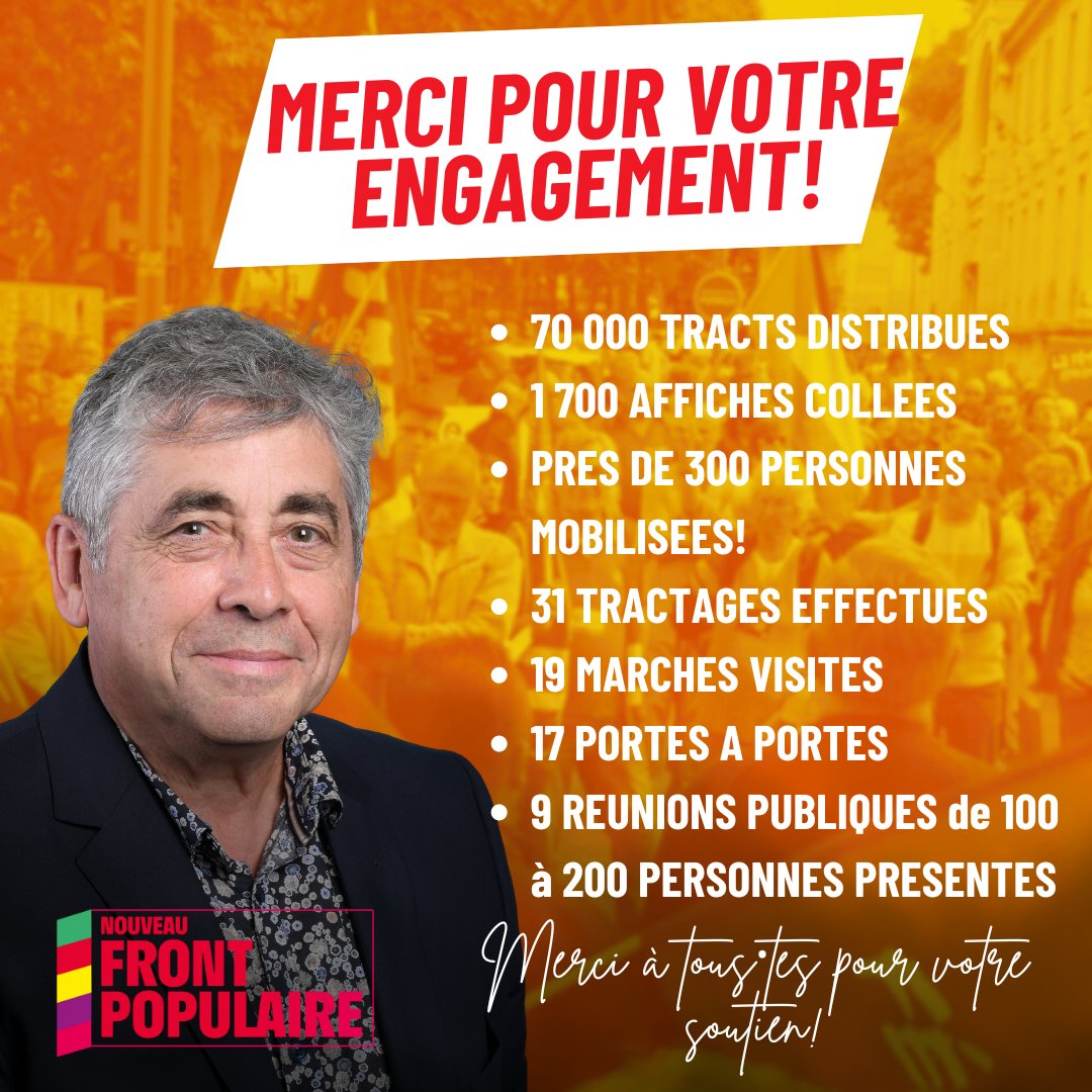 🟣La trêve électorale commence à minuit aujourd'hui.

Un petit message pour remercier toutes les personnes qui nous ont aidé, pour votre force et votre courage.

Nous n'avons jamais été autant à nous mobiliser! 
Que ce fut beau.

Le 7 juillet, on vote #NouveauFrontPopulaire!