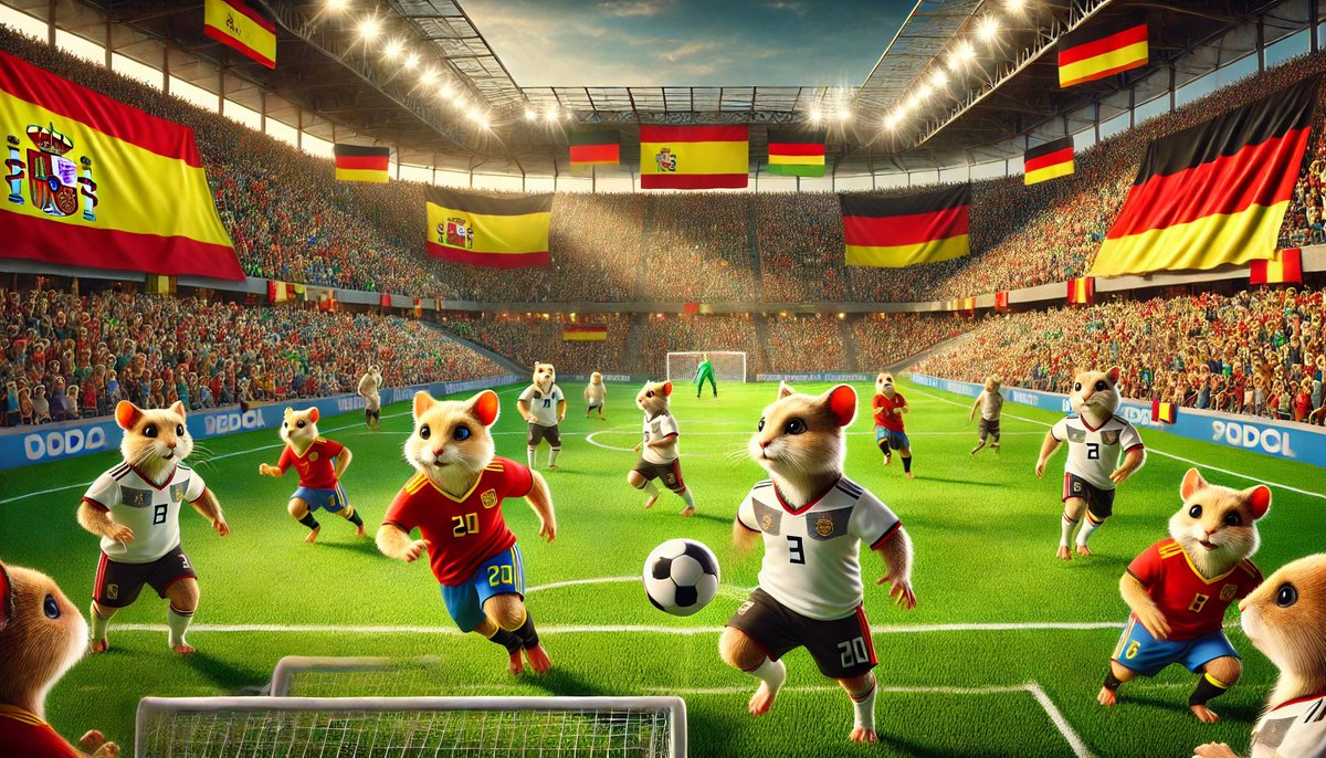 HampterNFT's tweet photo. 🐹 Hamster Fan Club 🐹
Caught the quarterfinals at #EURO2024? 🇪🇸 Spain vs. Germany 🇩🇪 ended with Spain clinching a 2:1 win and advancing to the next round! Who predicted this outcome? 🥅⚽
#blockchain #sports #NFT #NFTCollection #UEFA #FunFury🎮🐹 #NFTHamsters #AIArtwork https://t.co/bwJRZ1WQKF