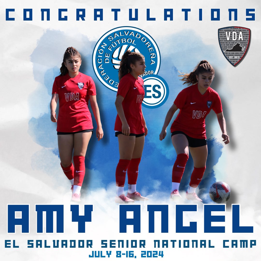 vdasoccer's tweet photo. El Salvador 🤝 Amy Angel 🇸🇻⚽️
Congratulations to Amy Angel of the 2006 Girls team on being called up to the El Salvador Women’s National Team camp from July 8-16. Good luck Amy!
#LetsGoVDA #NationalTeamCallUp https://t.co/ITI1s1bgNF