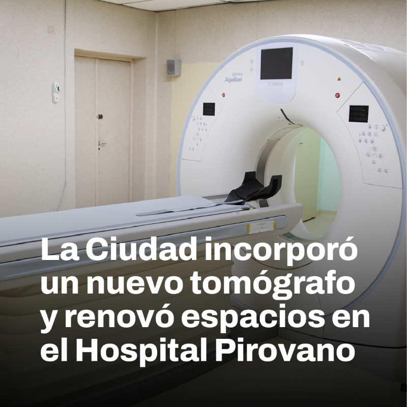 gcba's tweet photo. Hay un nuevo tomógrafo en el Hospital Pirovano que permite realizar 1300 estudios por mes. Además, se reacondicionaron las instalaciones del área de esterilización para poder incorporar nuevo equipamiento.