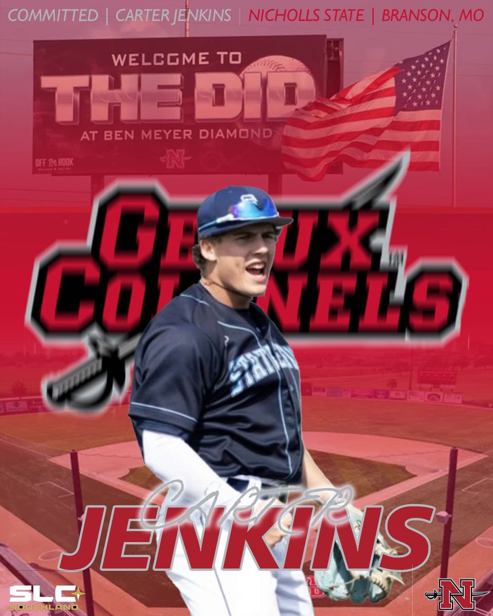Carter Jenkins (@carter13jenkins) on Twitter photo Blessed to announce I am committing to Nicholls State to continue my athletic and academic career! All the glory and praise to God! Thank you to everyone who has contributed to this moment!
#geauxcolonels
<a href="/NichollsState/">Nicholls State University</a> <a href="/bharing3/">Brent Haring</a>
<a href="/jordan_dey5/">Jordan Dey</a> Blessed to announce I am committing to Nicholls State to continue my athletic and academic career! All the glory and praise to God! Thank you to everyone who has contributed to this moment!
#geauxcolonels
<a href="/NichollsState/">Nicholls State University</a> <a href="/bharing3/">Brent Haring</a>
<a href="/jordan_dey5/">Jordan Dey</a>