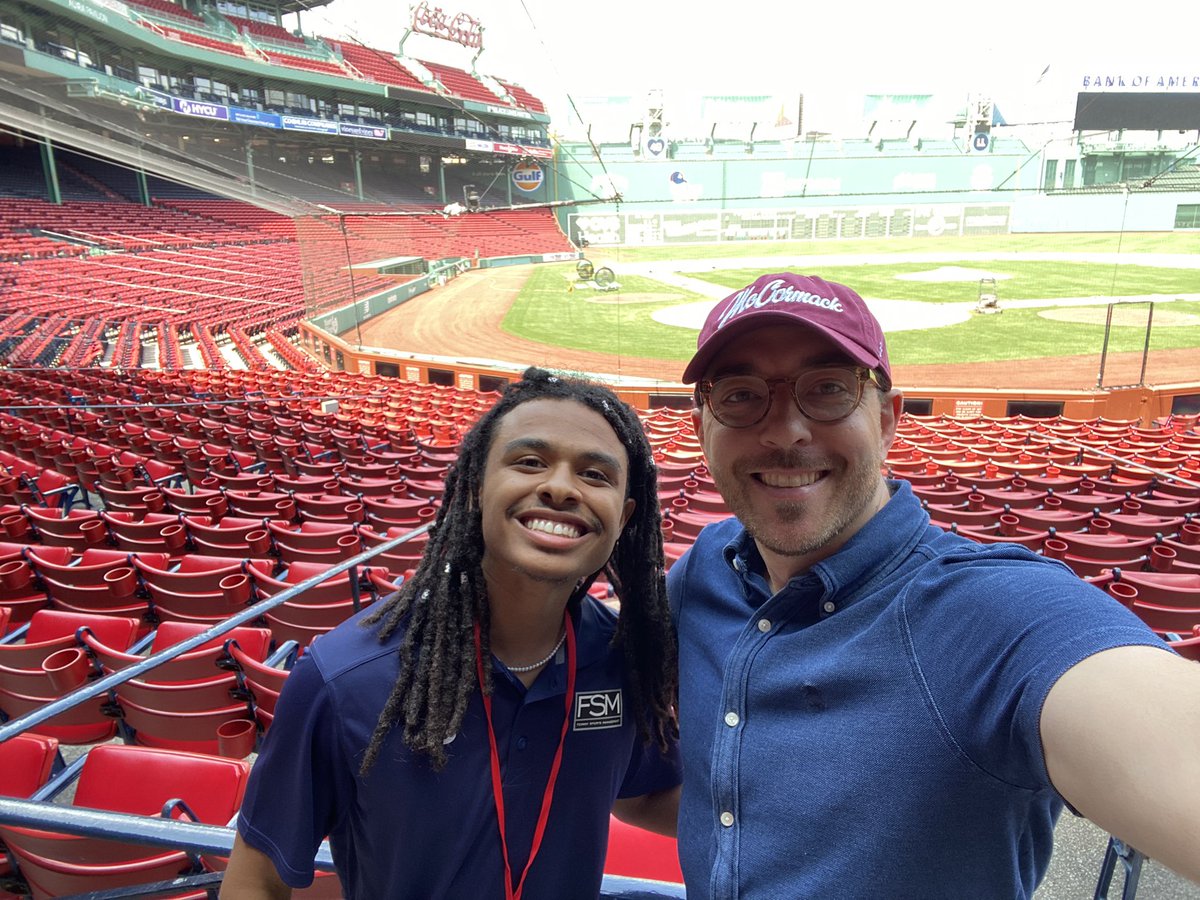 WANorton5's tweet photo. Great summer internship lunch at Fenway with the one and only @jibraelharrell ! Jibs is working hard @FenwaySportsMgt in preparation for his senior year @McCormackUMass , a big year ahead! https://t.co/xuN314CXNV