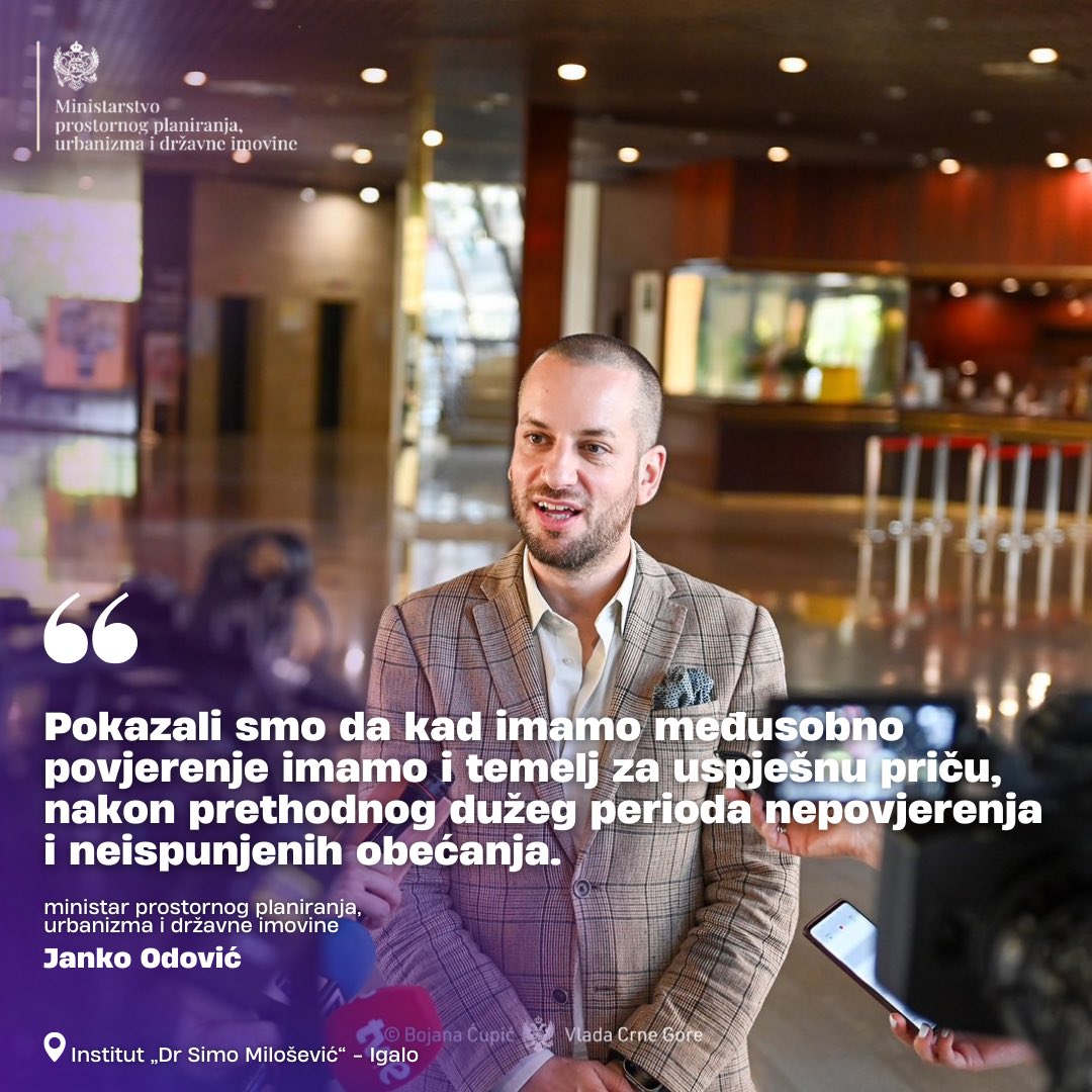 🗣️„Pokazali smo da kada imamo međusobno povjerenje, imamo i temelj za uspješnu priču, nakon prethodnog dužeg perioda nepovjerenja i neispunjenih obećanja“, kazao je ministar Odović.