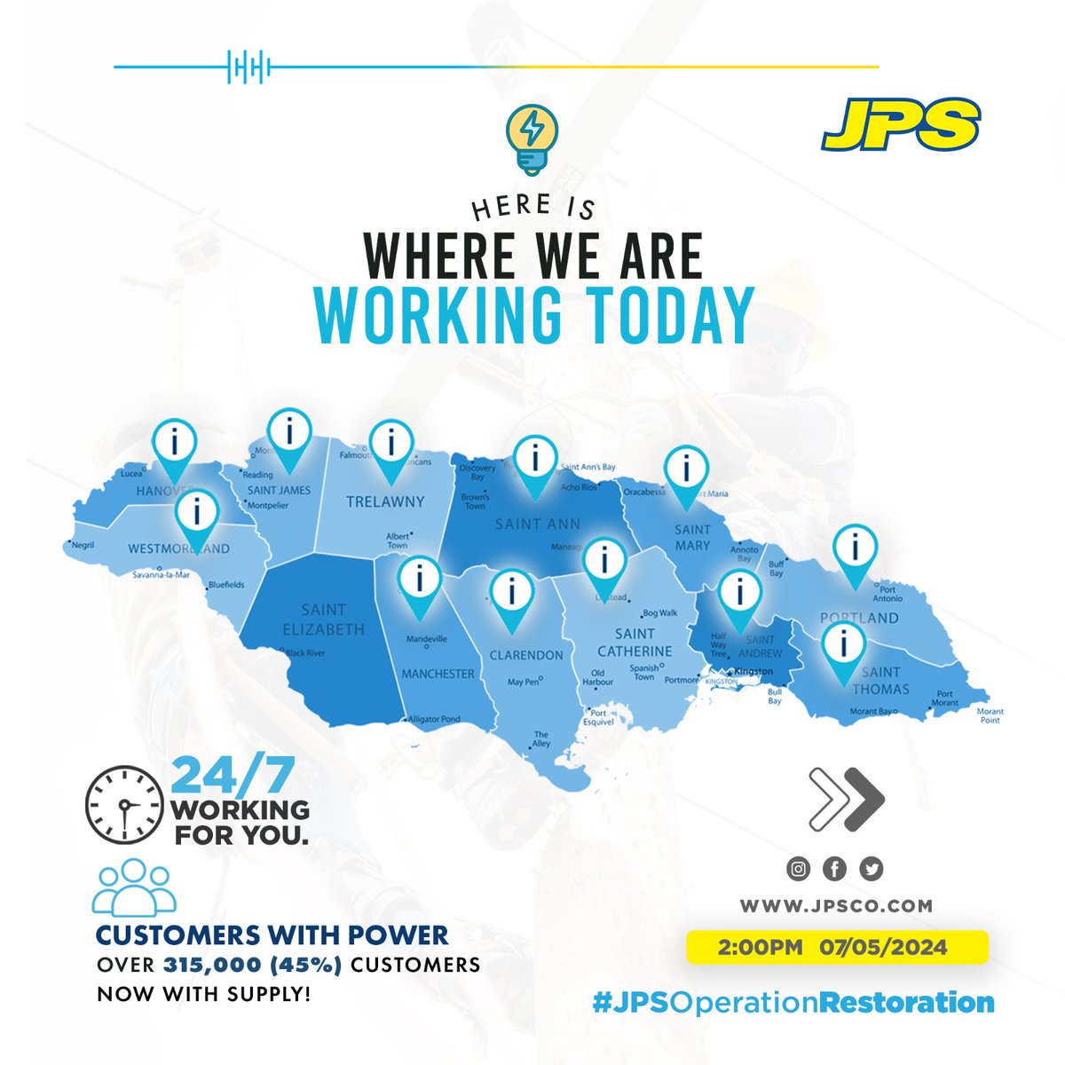 myJPSonline's tweet image. Work a gwan and we deh all bout! Here is a list of locations you&apos;ll see our crews working today. If you don&apos;t see your community, don&apos;t worry we are trying to get to everyone as fast as we can.