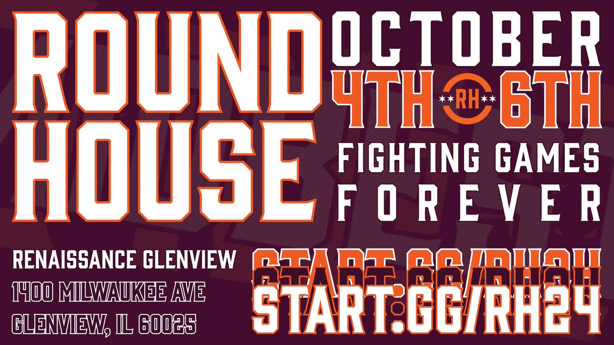Roundhouse 2024
🟠Oct 4-6th
🆕Venue - Renaissance Chicago Glenview Suites Hotel
🌆24 Hour Venue access
18+ Main Tournaments + Side Tournament Applications
Dedicated casuals/friendlies ballroom
🏆MIDBEST exhibitions for SF6 &amp; T8
🛍️Vendors &amp; Artist Alley
🍲KBBQ &amp; Karaoke nearby