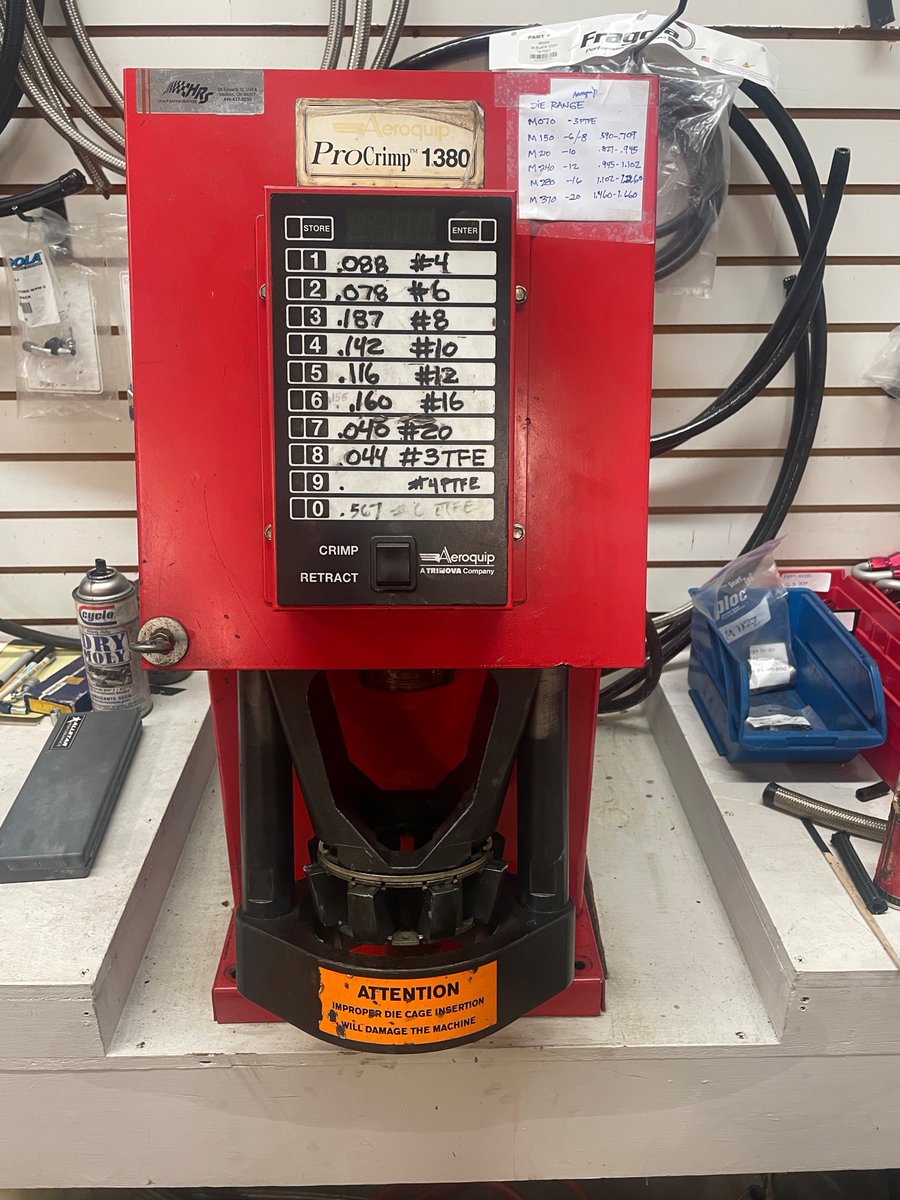 DEEZPerformance's tweet image. Aeroquip FT1380 Crimper and Seven dies. $3500. Must pick up, no shipping option. Call DEEZ Performance