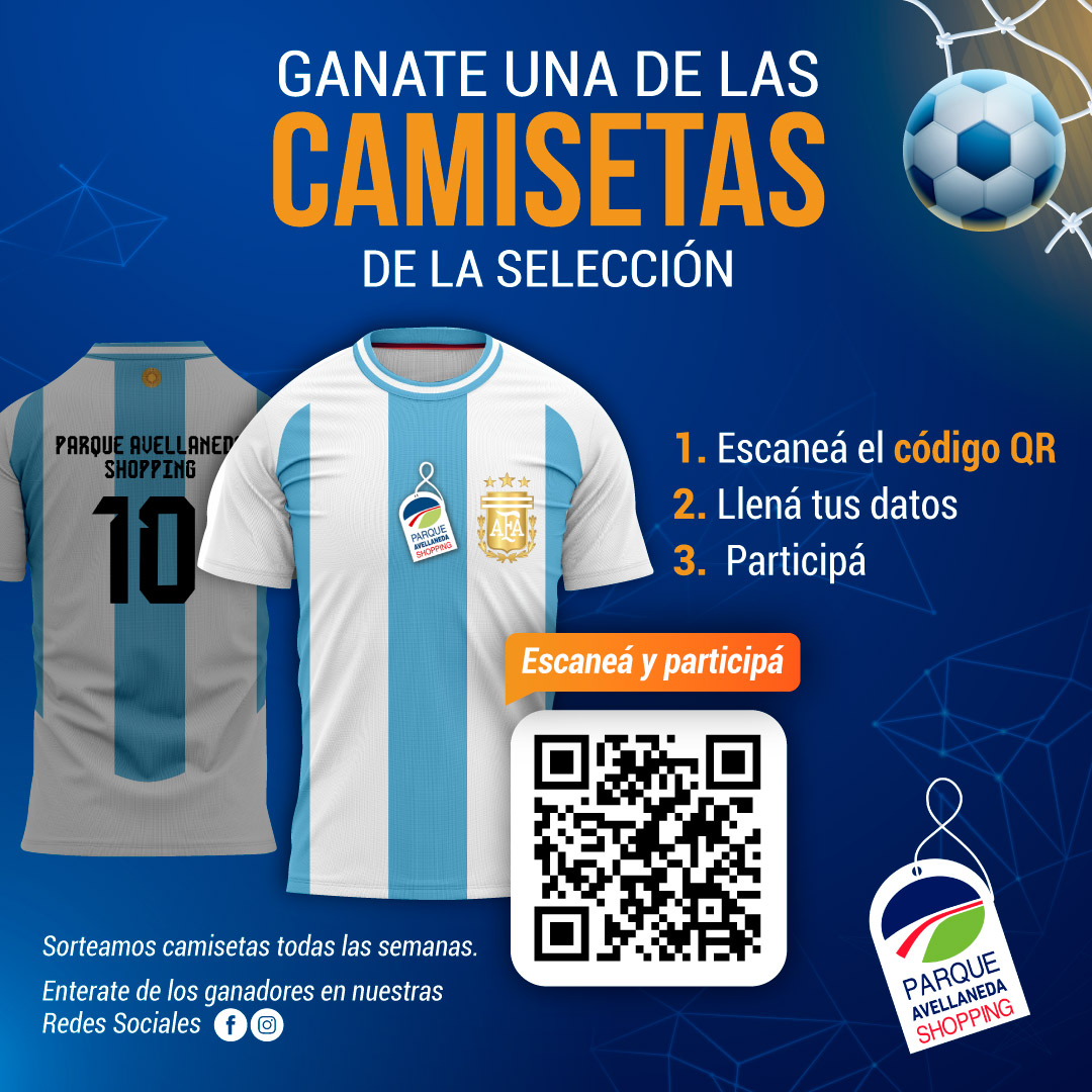 pcavellaneda's tweet image. ¡Seguimos en carrera en la #CopaAmerica, entonces #Seguimos #Regalando #Camisetas de la #SeleccionArgentina!

#Escaneá el código, llená tus datos y participá

¡Enterate por nuestras #RRSS quiénes son los ganadores!

#Messi #Argentina #Sorteo #ParqueAvellanedaShopping #TeConviene