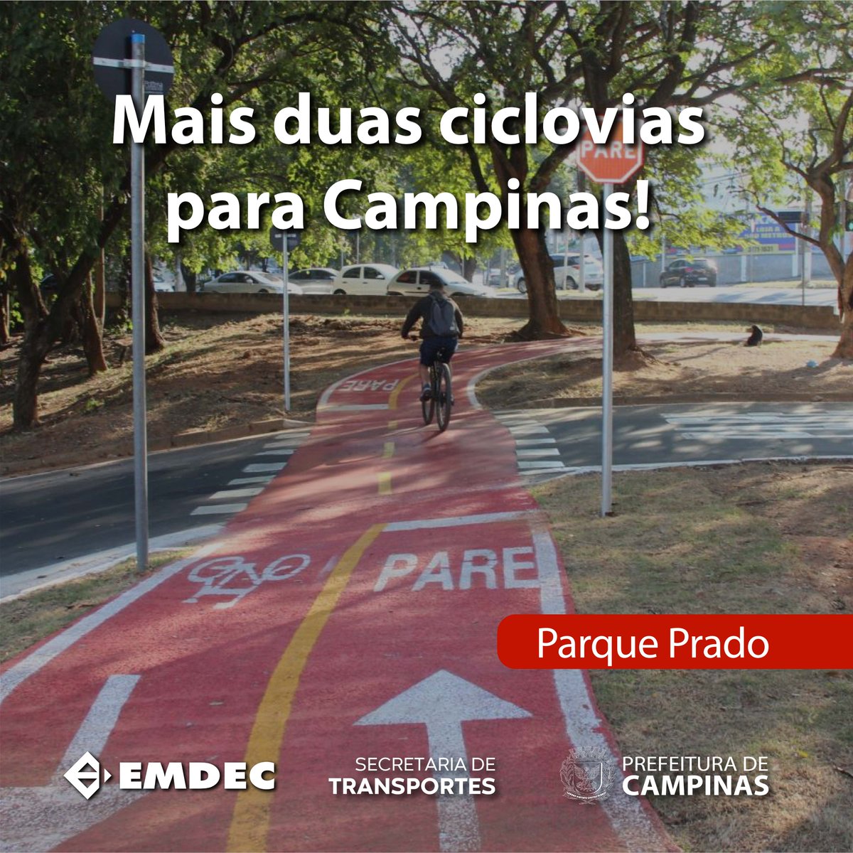 EmdecOficial's tweet photo. Mais duas rotas para os ciclistas!

Campinas agora ultrapassa 115 km de rotas cicloviárias (ciclovias, ciclofaixas, ciclorrotas e calçadas compartilhadas). São 115,57 km ao todo.

Bora pedalar!

#Emdec #Ciclovia #Ciclofaixa #Bicicleta #MobilidadeUrbana https://t.co/O7IV3UlBZg